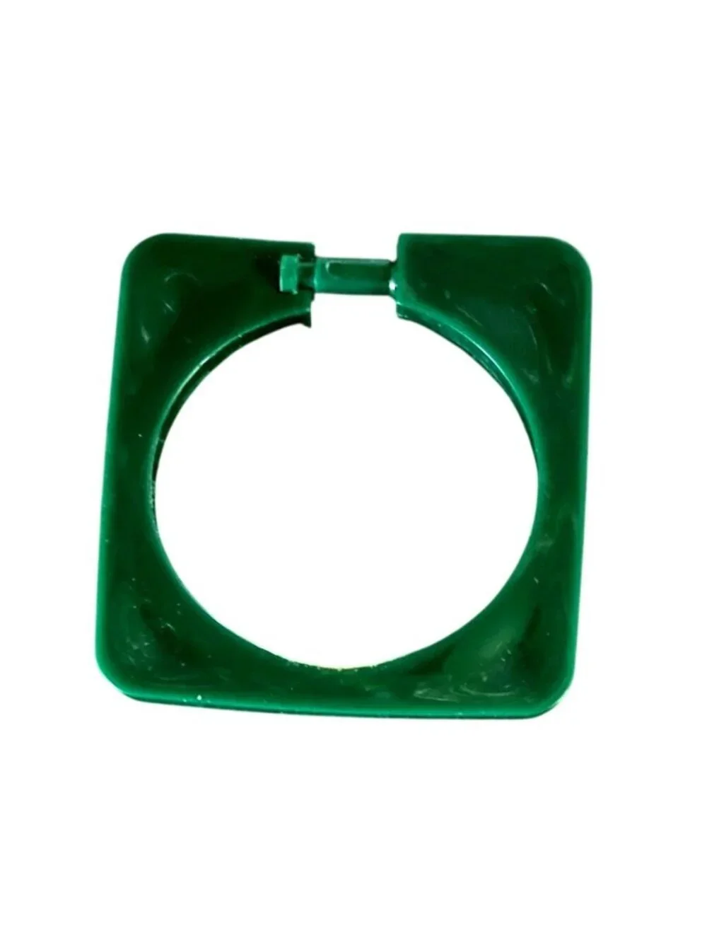 Vtg MCM Plastic Dark Green Square Shower Curtain Rings Set Of 12